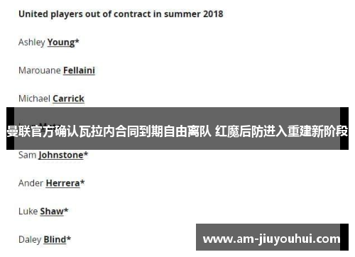 曼联官方确认瓦拉内合同到期自由离队 红魔后防进入重建新阶段